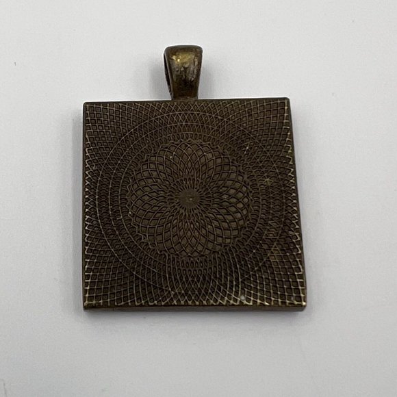 Neutral Tones Tiny Pressed Flower Square Pendant Mini 1” Boho - Picture 2 of 4